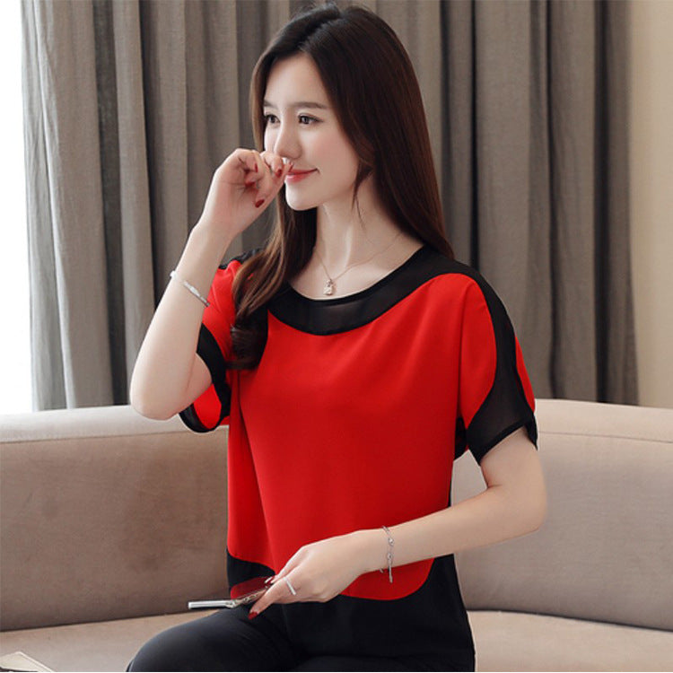 Bat short sleeve chiffon shirt women summer
