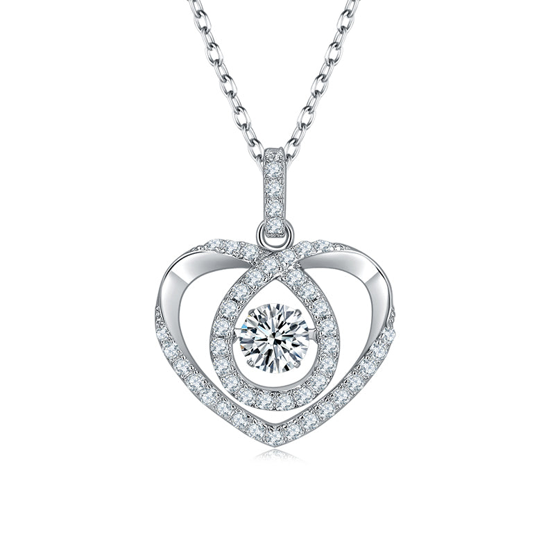 Set With Top-quality Moissanite, This Luxurious And Fashionable Light Luxury Trend Jewelry Necklace Pendant Is Made Of S925 Silver Electroplated With Platinum