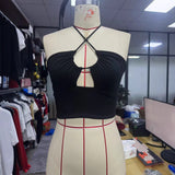 Womens Strap Drawstring Tank Top Slim Fit Cropped Design