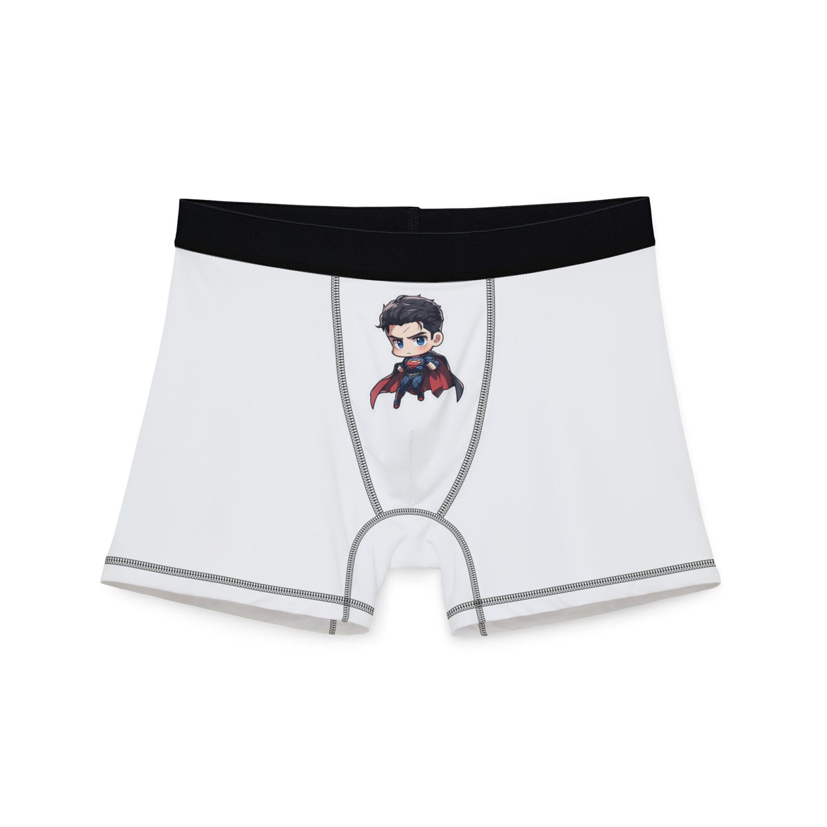 Men's Boxer Briefs — Minimal White AOP Underwear with Black Waistband