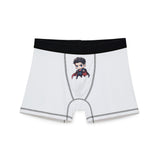 Men's Boxer Briefs — Minimal White AOP Underwear with Black Waistband