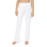 Kids Lounge Pants — White All-Over Print Cozy Track Pants with Small Side Logo