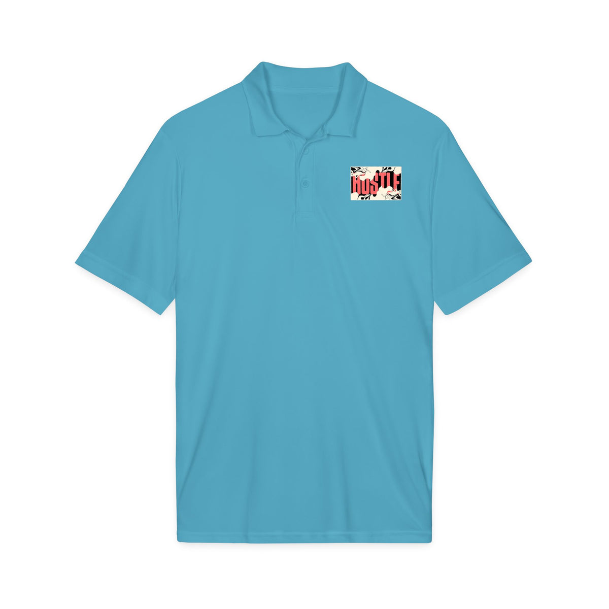 Polo Shirt — Retro 'Hustle' Leopard Print Chest Logo