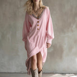 Fashionable Casual V Neck Long Sleeve Dress