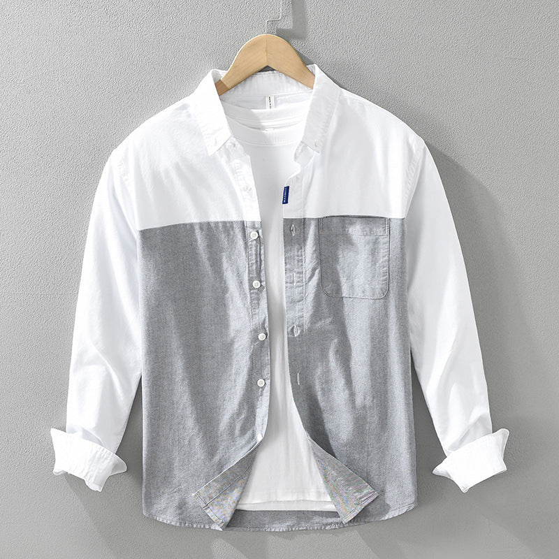 Mens Patchwork Long Sleeve Top