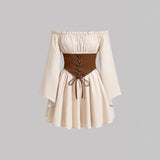 Stylish And Elegant Off-shoulder Long-sleeve Wrap Dress With A Cinched Waist