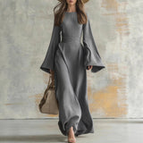 Womens Slim Fit Casual Dress With Flared Sleeves