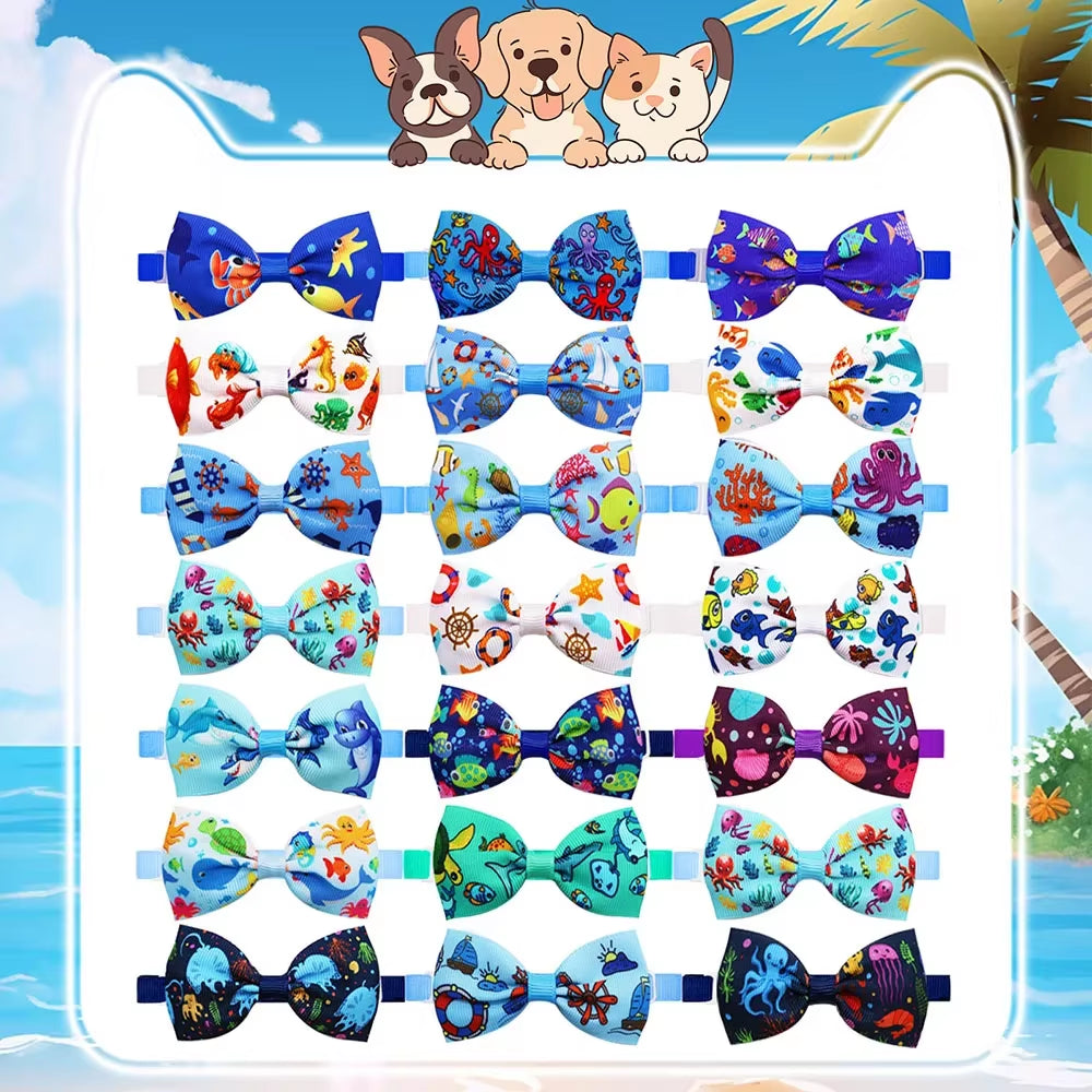 20PCS Dog Bow Tie Summer Fashion Pet Grooming Accessories Handmade Adjustable Collar Bowties for Dogs and Cats Pet Product