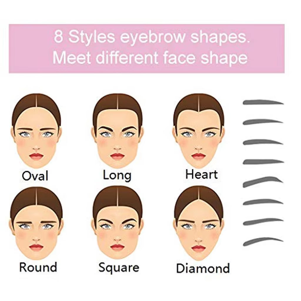 8 in 1 Reusable Eyebrow Stencil Beauty Makeup Brow Stamp Template Eyebrows Shape Set Eye Brow Makeup Tools and Accessories