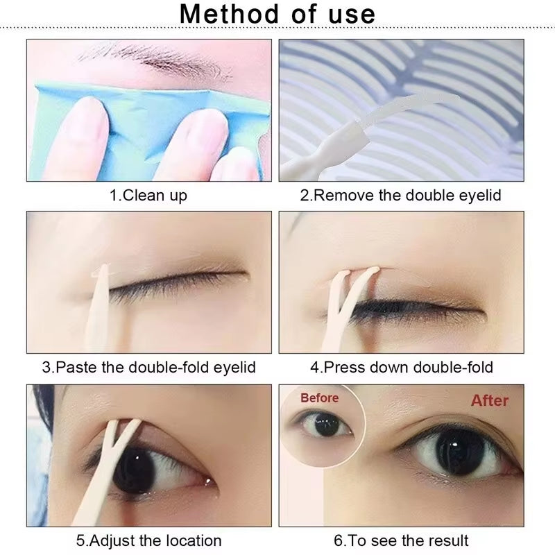 240Pcs Invisible Double Fold Eyelid Tape Sticker Lace Nature Clear Beige Stripe Self-Adhesive Natural Eye Makeup with Tools