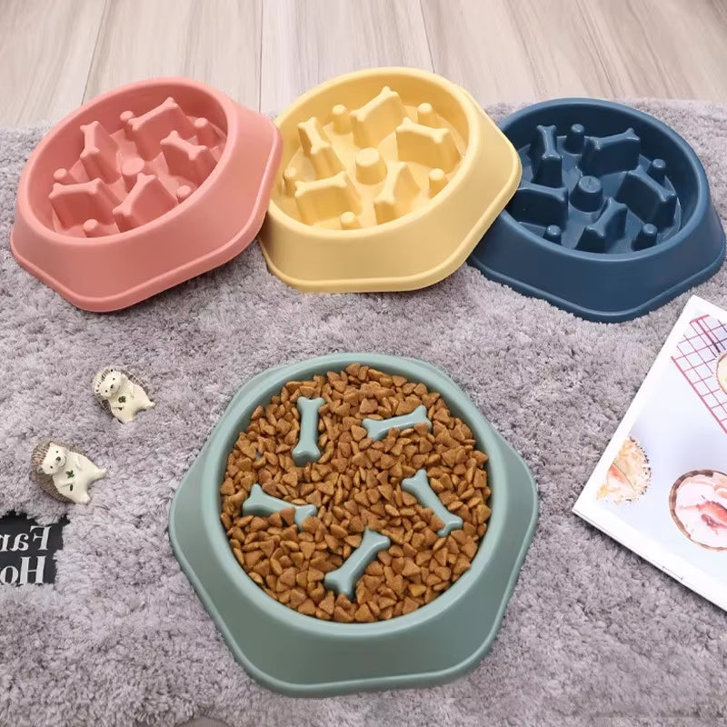 Pet Product Bone Plastic Pet Food Bowl Doggy Puppy Bowl Slow Feeder Dog Bowl