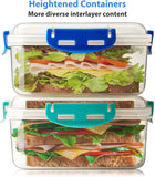 4 PCS Sandwich Containers - 100% Airtight & Bpa-Free & Microwave & Dishwasher Safe Kitchen Storage Containers with Upgraded Snaps, 2 Heightened Containers for Lunch Boxes and 2 Normal Version