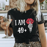 Womens Letter-Print Loose T-Shirt Casual Crew-Neck Top